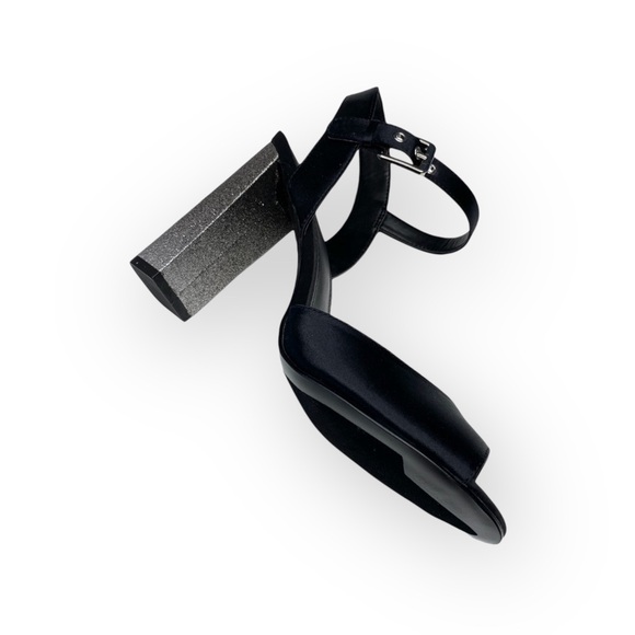 new Guess ☀︎︎ Glitter Heel Heeled Ankle Wrap Sandals ☀︎︎ Peep Toe ☀︎Black 9.5M - Picture 11 of 16